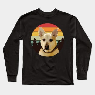 SHIBA MIX DOG FOREST RETRO PINES SUNSET Long Sleeve T-Shirt